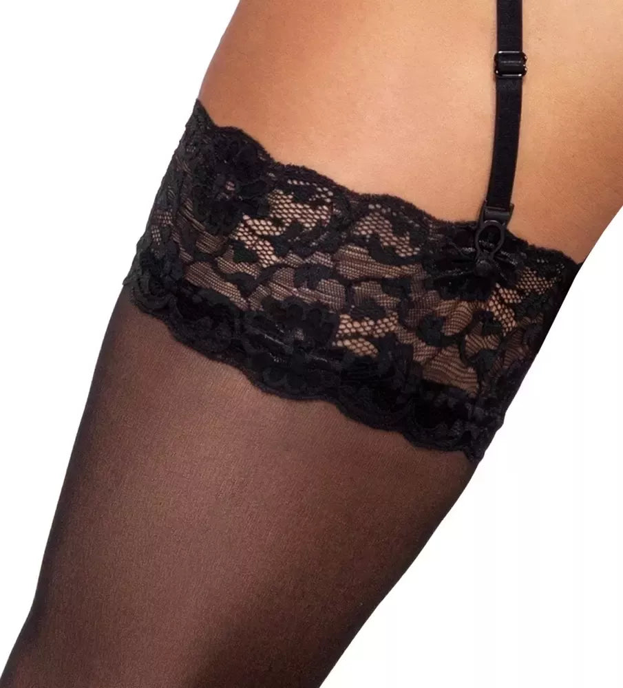 Cottelli LEGWARE juodos kojinės su nėrinių viršumi XL, 20 denier, Oeko-Tex