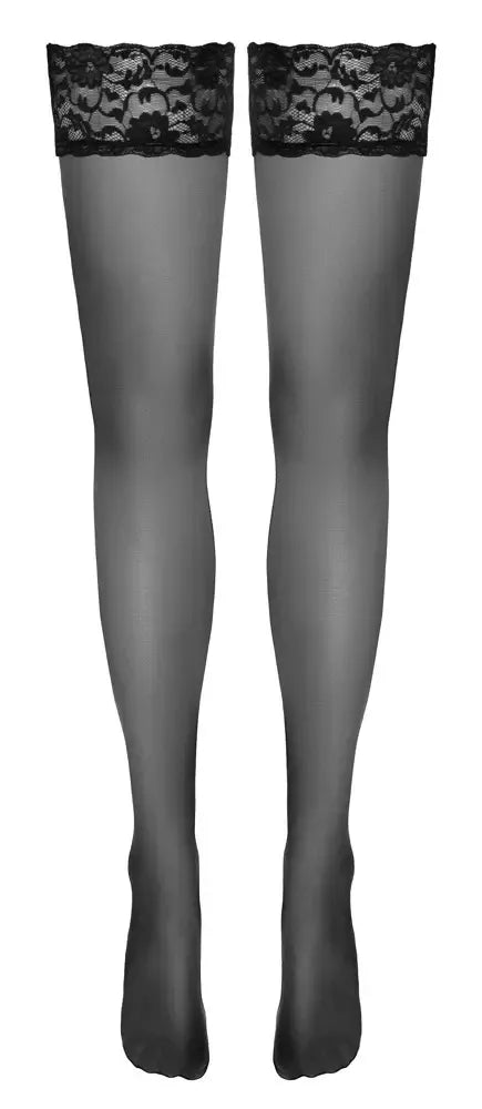„Cottelli LEGWARE“ juodos savaime prilaikančios kojinės su 9 cm nėriniais, 20 DEN