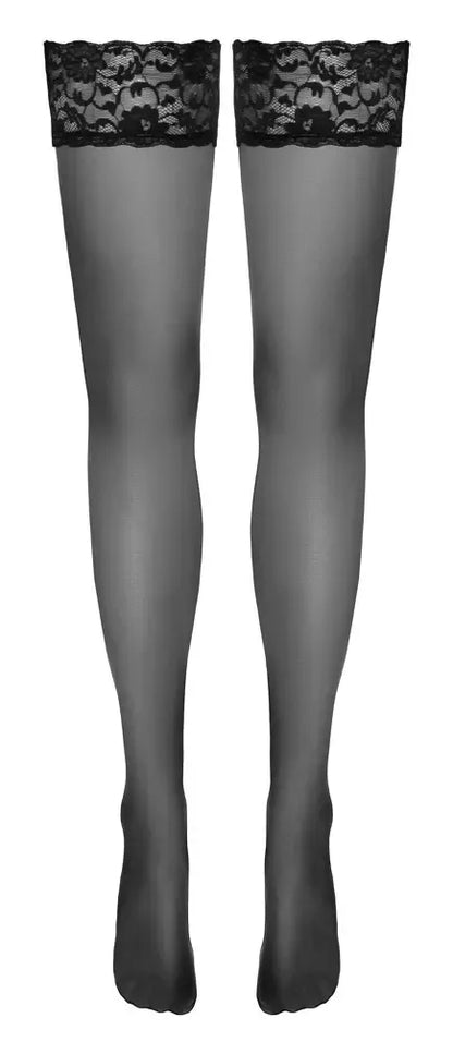 „Cottelli LEGWARE“ juodos savaime prilaikančios kojinės su 9 cm nėriniais, 20 DEN