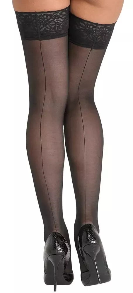 Cottelli LEGWARE kojinės su siūle ir nėriniuotu kraštu, 20 DEN, juodos