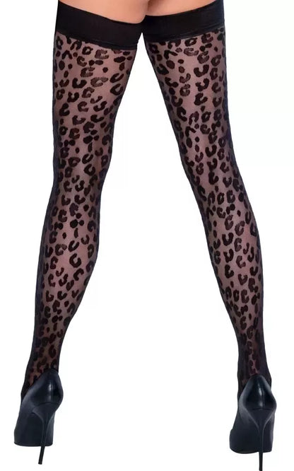 Cottelli LEGWARE Leo Hold Up 30 DEN puskojinės su leopardo raštu