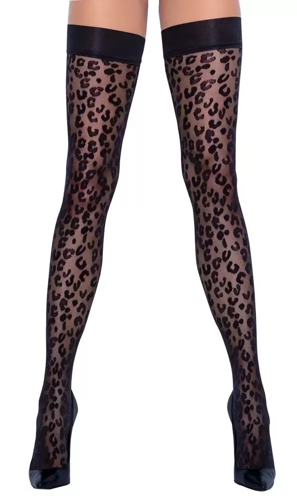 Cottelli LEGWARE Leo Hold Up 30 DEN puskojinės su leopardo raštu