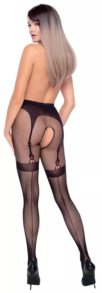 Cottelli Legware pėdkelnės S-L su integruotu tinklelio dizainu ir diržu kojinėms