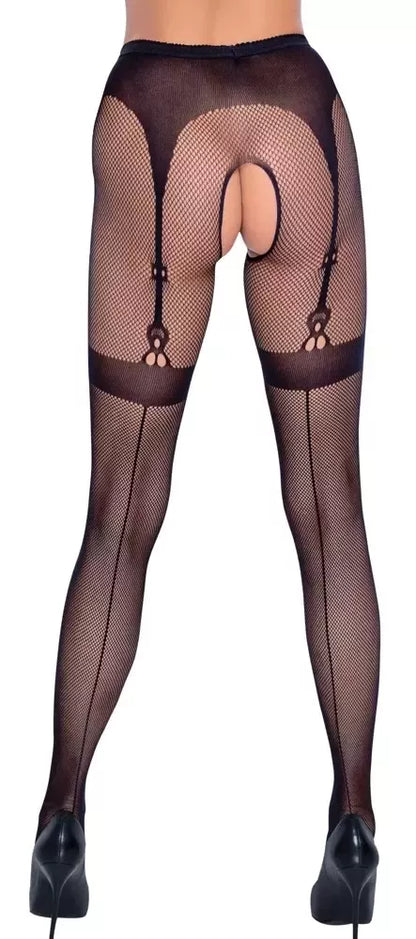 Cottelli Legware pėdkelnės S-L su integruotu tinklelio dizainu ir diržu kojinėms