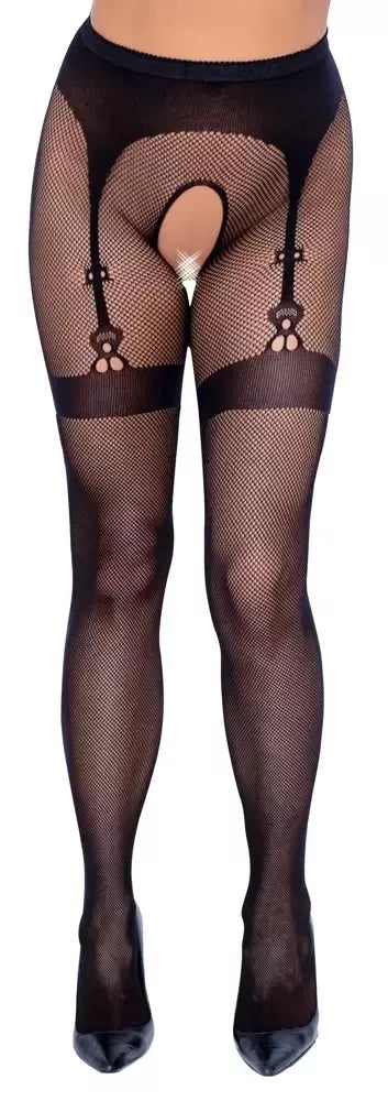 Cottelli Legware pėdkelnės S-L su integruotu tinklelio dizainu ir diržu kojinėms