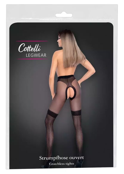Cottelli LEGWARE pėdkelnės su tinklelio imitacijos viršumi, 30 denų, juodos, Oeko-Tex, M/L dydis