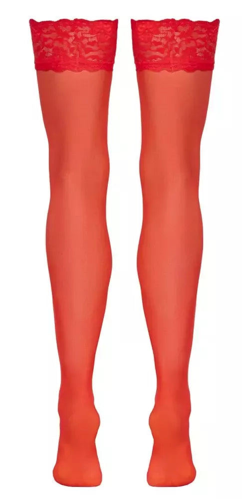 Cottelli LEGWARE raudonos kojinės su nėrinių viršumi M, 20 den, Oeko-Tex
