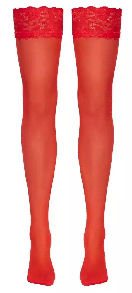 Cottelli LEGWARE raudonos kojinės su nėrinių viršumi M, 20 den, Oeko-Tex