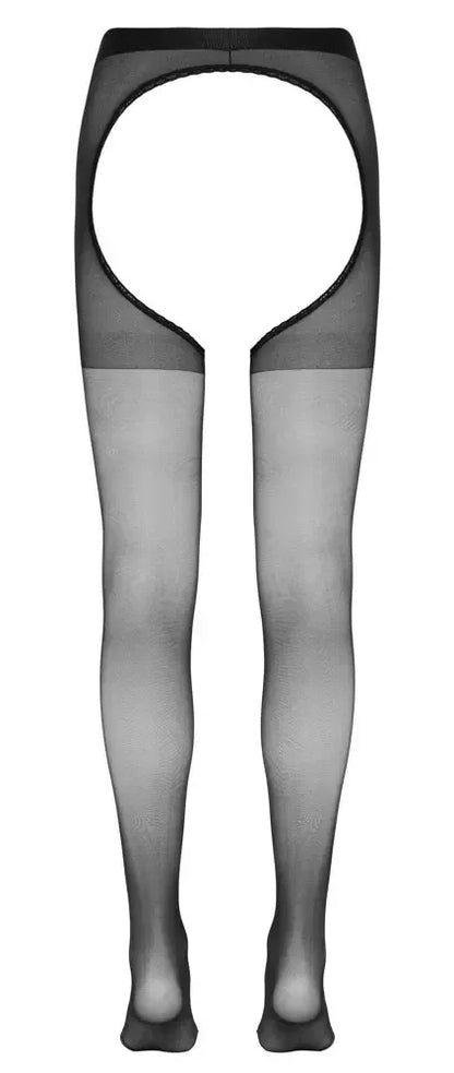 Cottelli LEGWEAR aksominės atviro klyno pėdkelnės S/M juodos