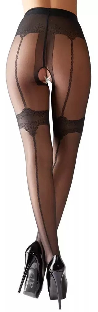 Cottelli LEGWEAR atviro dizaino pėdkelnės su dekoratyvine siūle nugaroje M/L