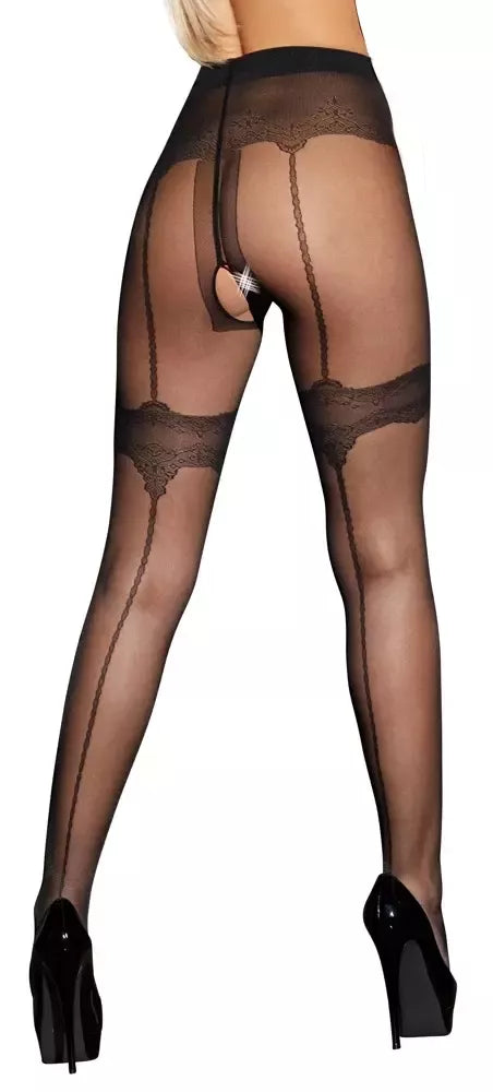 Cottelli LEGWEAR atviro dizaino pėdkelnės su dekoratyvine siūle nugaroje M/L