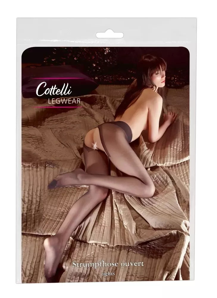 Cottelli Legwear atviro klyno pėdkelnės, juodos, 1 dydis, lanksti aprėptis