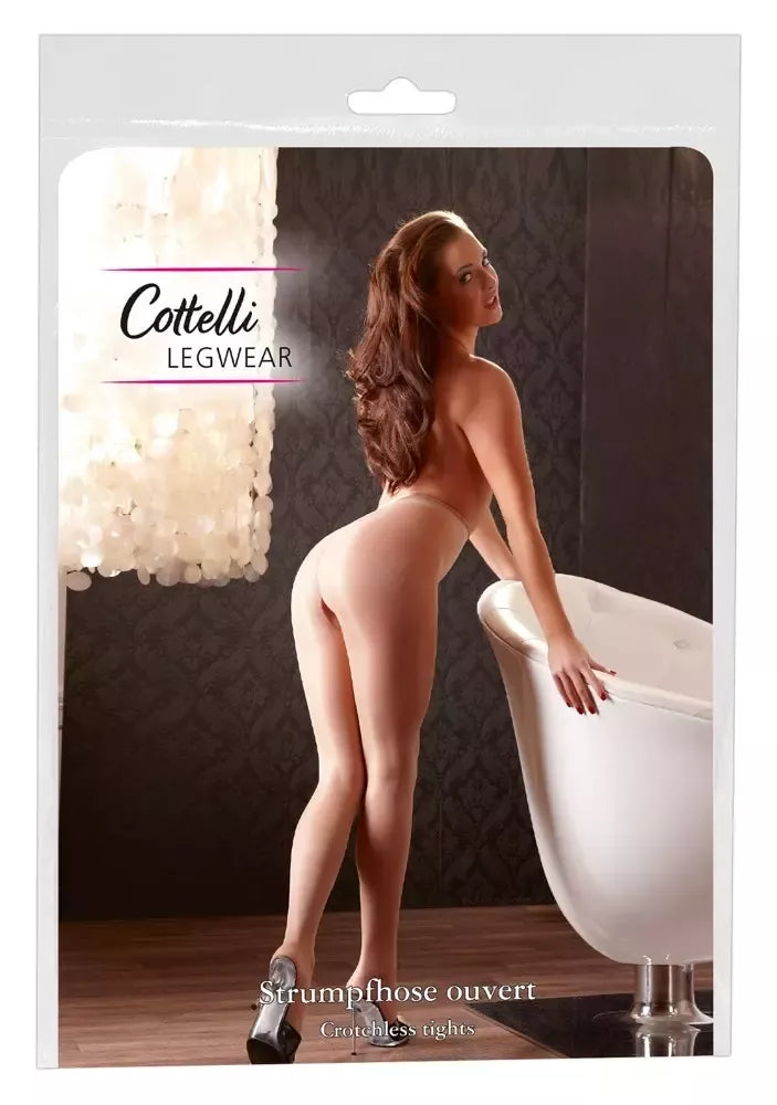 Cottelli Legwear elegantiškos satininės atviros pėdkelnės, kūno spalvos, S dydis, 20 denų