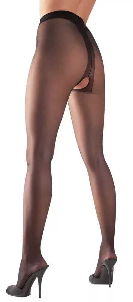 Cottelli Legwear juodos pėdkelnės su atviru tarpukoju, 20 den, 5 dydis
