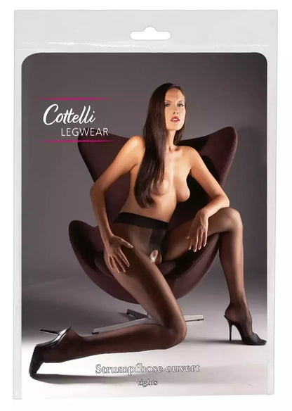 Cottelli Legwear juodos pėdkelnės su atviru tarpukoju, 20 den, 5 dydis