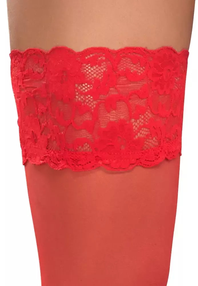 Cottelli LEGWEAR raudonos prisegamos kojinės, 20 den, su nėriniuotu viršumi, M/L dydis