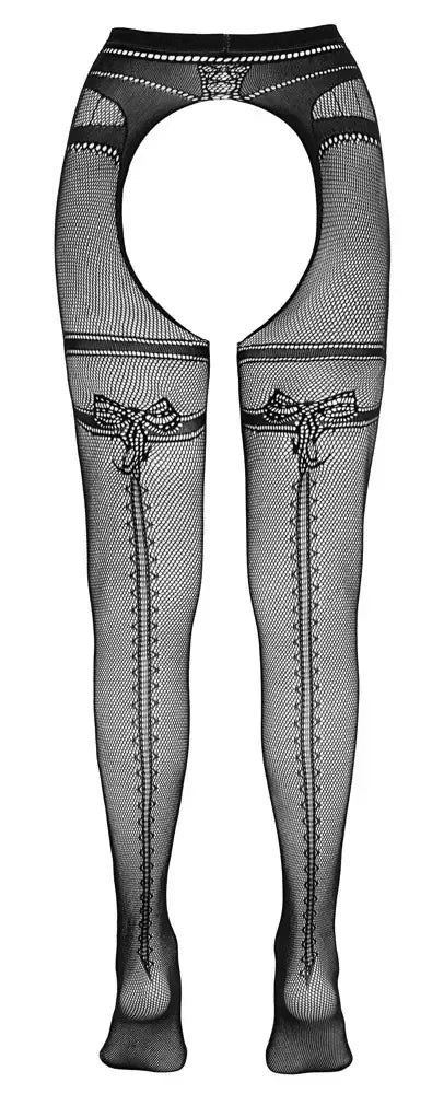 Cottelli LEGWEAR S/M tinklinės pėdkelnės su dirželių imitacija ir siūle nugaroje, juodos