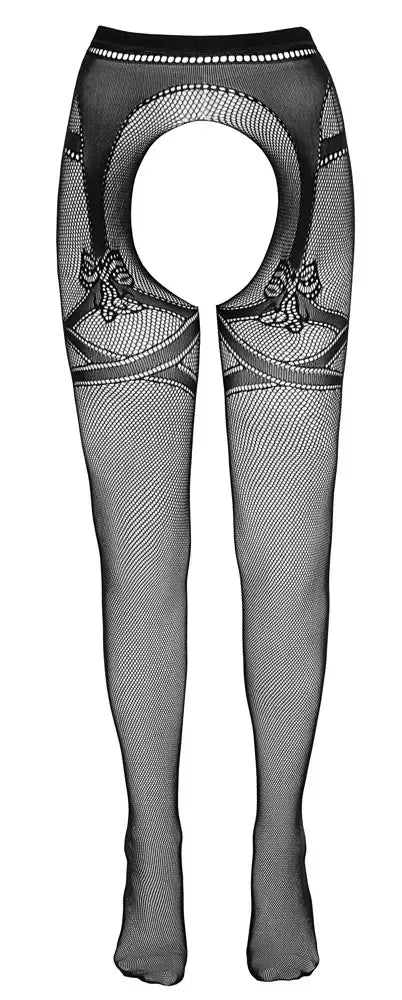 Cottelli LEGWEAR S/M tinklinės pėdkelnės su dirželių imitacija ir siūle nugaroje, juodos