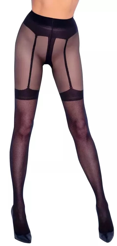 Cottelli Legwear tinklelio pėdkelnės be klynelio su integruotais dirželiais, 30 den