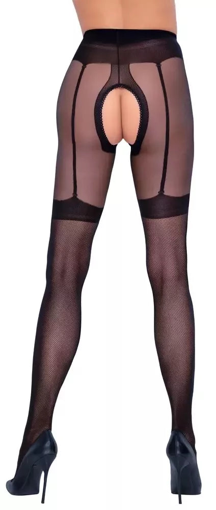 Cottelli Legwear tinklelio pėdkelnės be klynelio su integruotais dirželiais, 30 den