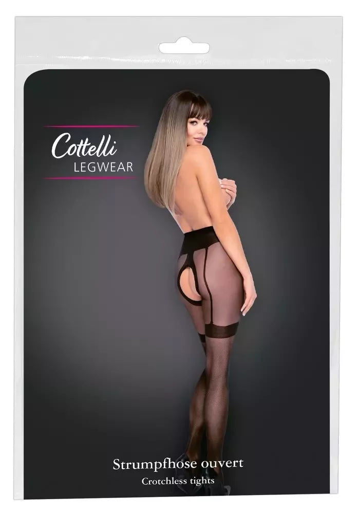 Cottelli Legwear tinklelio pėdkelnės be klynelio su integruotais dirželiais, 30 den