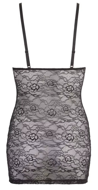 Cottelli LINGERIE nėriniuota suknelė XL su drėgno efekto detalėmis ir reguliuojamomis petnešėlėmis