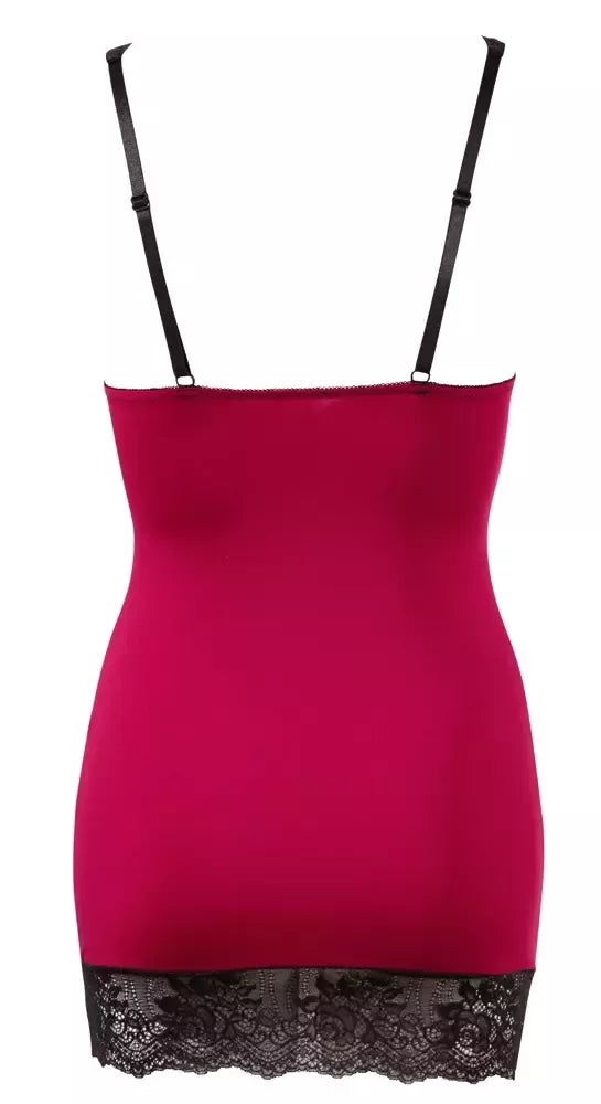 Cottelli Lingerie raudona suknelė su juodais nėriniais, M dydis, reguliuojama
