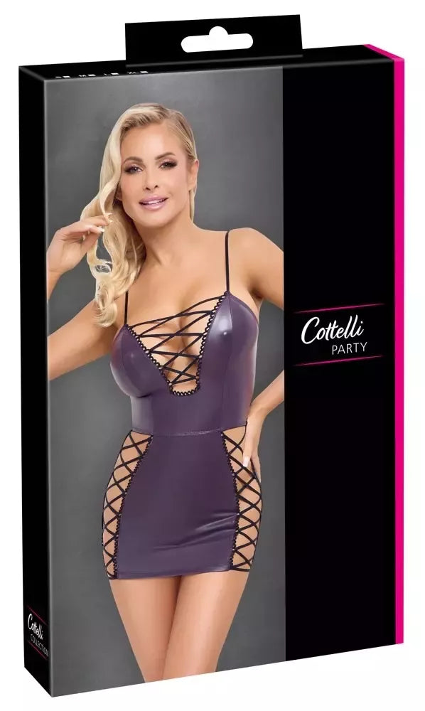 Cottelli Party mini suknelė XL, violetinė, matinė, su reguliuojamais raiščiais