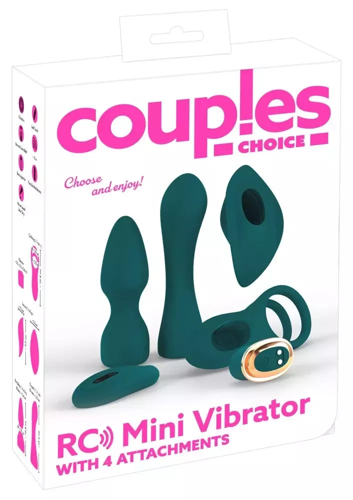 Couples Choice Mini Vibe Set 5-in-1 nuotoliniu būdu valdomas, silikoninis, įkraunamas per USB