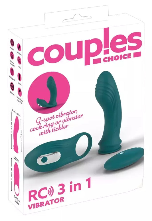 Couples Choice RC 3in1 daugiafunkcinis intymus rinkinys, nuotolinis valdymas, silikoninis