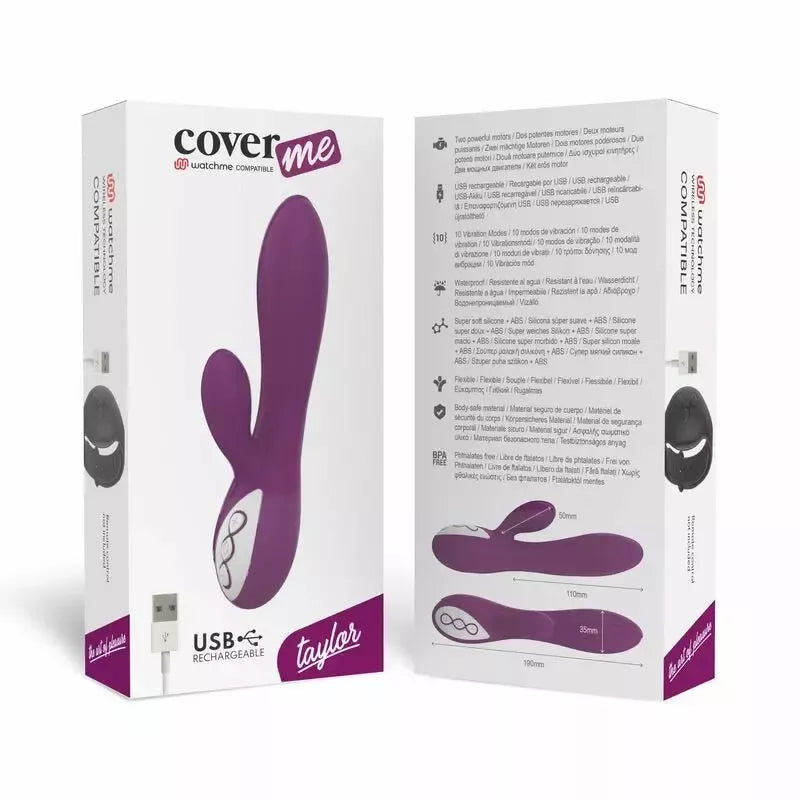 COVERME Taylor dvigubo variklio intymus prietaisas su WatchMe belaidžio valdymo funkcija, rožinis
