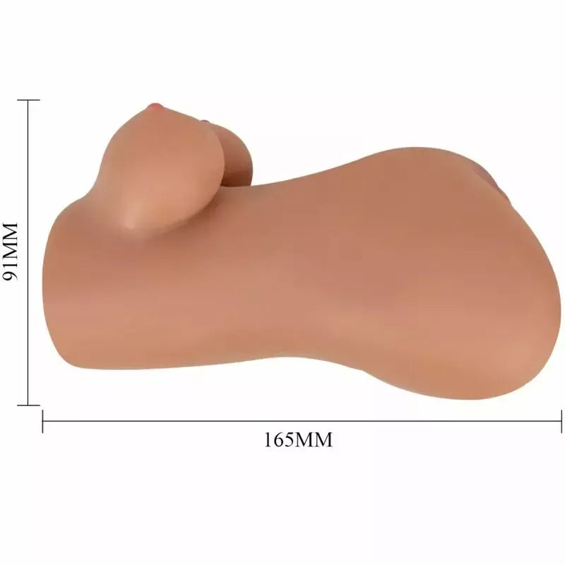 CRAZY BULL Hannah dviejų kanalų intymumo prietaisas, Mulatto, TPR, 18 cm