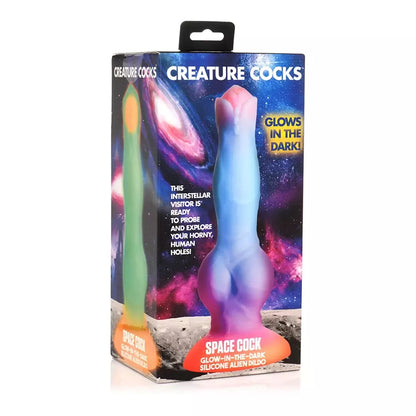 Creature Cocks silikoninis Space modelis, tamsoje švytintis fantazijų žaislas, L dydis
