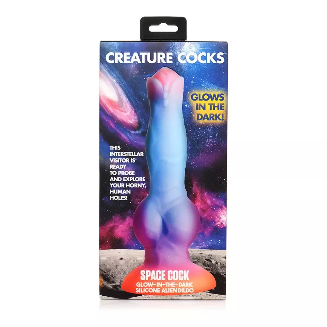Creature Cocks silikoninis Space modelis, tamsoje švytintis fantazijų žaislas, L dydis