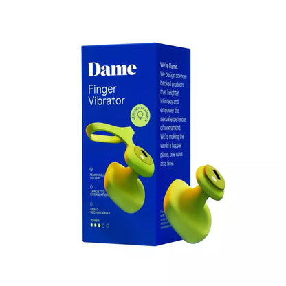 Dame Fin 2.0 Citrus – kompaktiškas intymus piršto vibratorius, atsparus vandeniui, USB-C