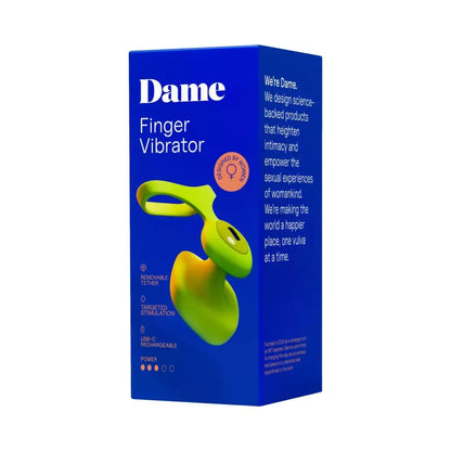 Dame Fin 2.0 Citrus – kompaktiškas intymus piršto vibratorius, atsparus vandeniui, USB-C