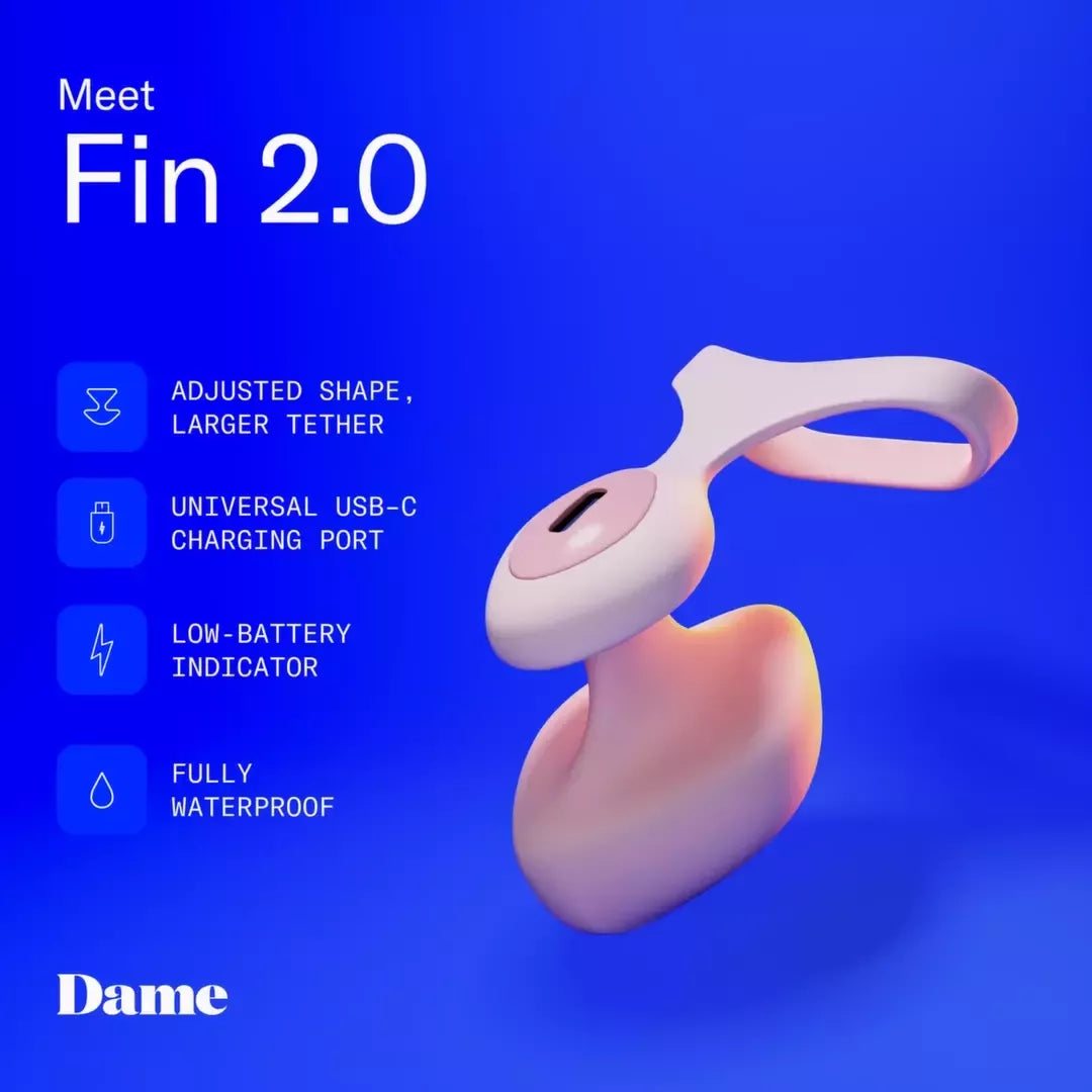 Dame Fin 2.0 Quartz – kompaktiškas piršto vibratorius, USB-C, atsparus vandeniui