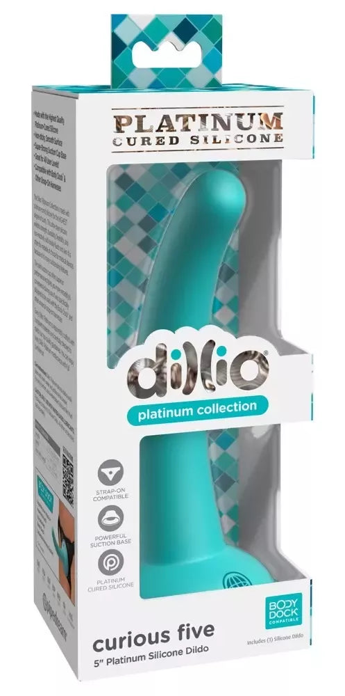 Dillio Platinum Curious Five Teal 14,6 cm silikoninis intymus prietaisas
