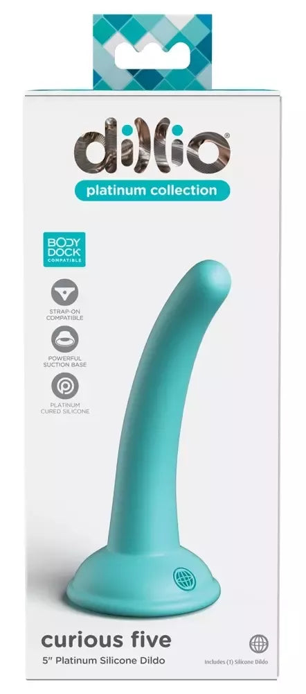 Dillio Platinum Curious Five Teal 14,6 cm silikoninis intymus prietaisas
