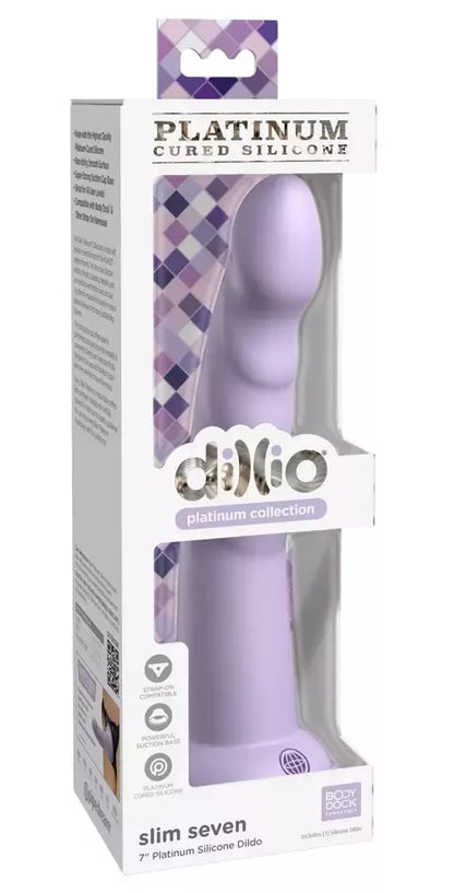 Dillio Platinum Slim Seven 7 colių silikoninis intymus prietaisas violetinis