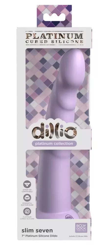 Dillio Platinum Slim Seven 7 colių silikoninis intymus prietaisas violetinis