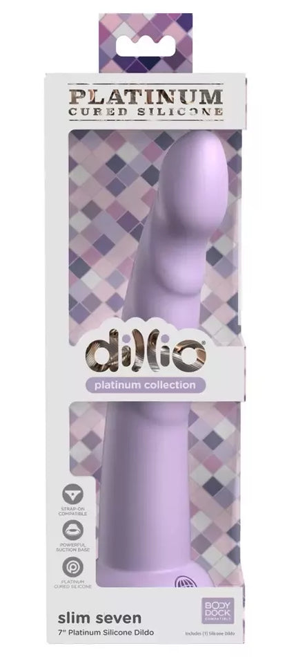 Dillio Platinum Slim Seven 7 colių silikoninis intymus prietaisas violetinis