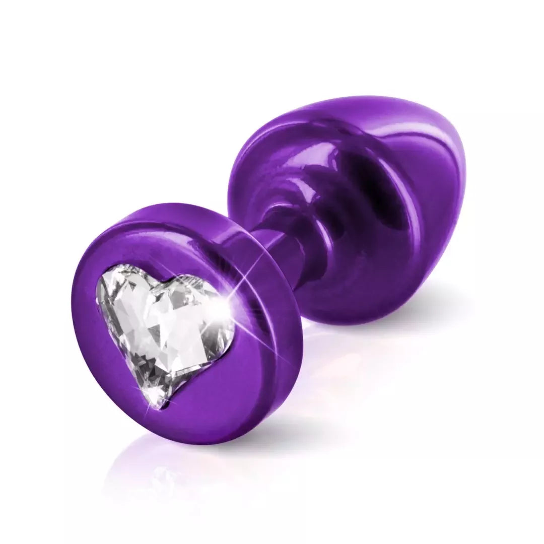 Diogol Anni R aliumininis kamštis 25mm širdelės formos violetinis Swarovski