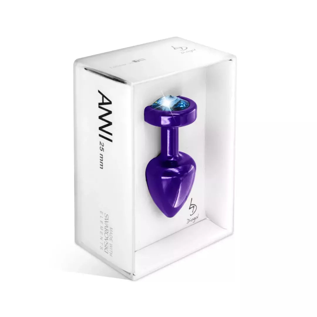 Diogol Anni Round 25 mm intymus aksesuaras su violetiniu ir mėlynu kristalu