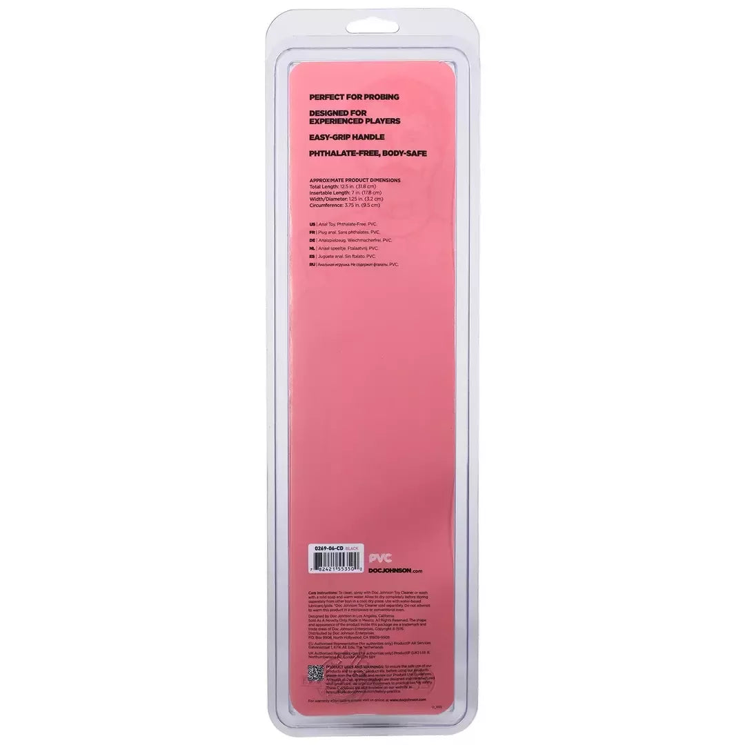 Doc Johnson Anal Probe Push lanksti PVC lazdelė, juoda, 18 cm
