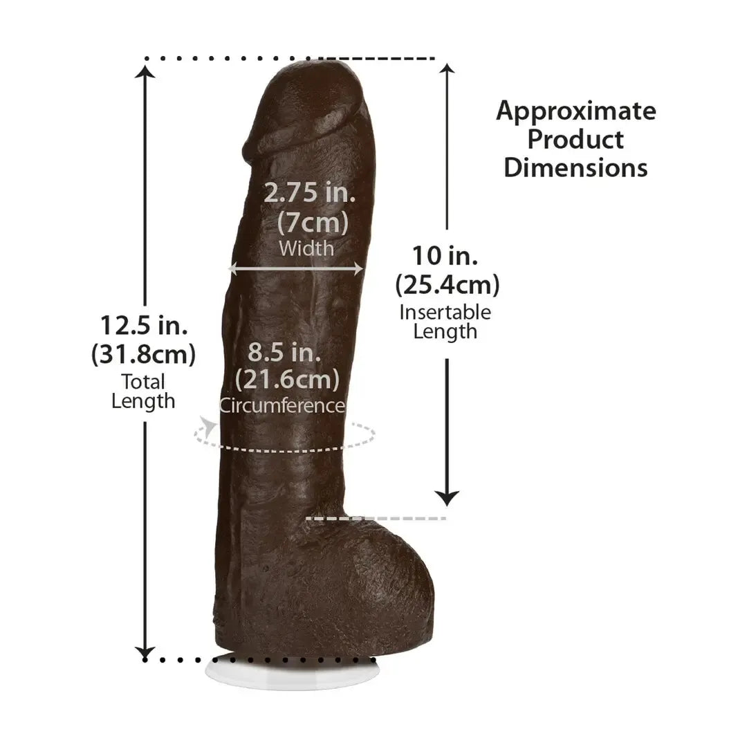 Doc Johnson Bam silikoninis intymus modelis, 34 cm, juodas su siurbtuku