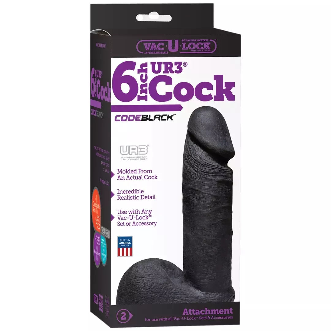 Doc Johnson Code Black ULTRASKYN 15 cm intymus priedas, juodas