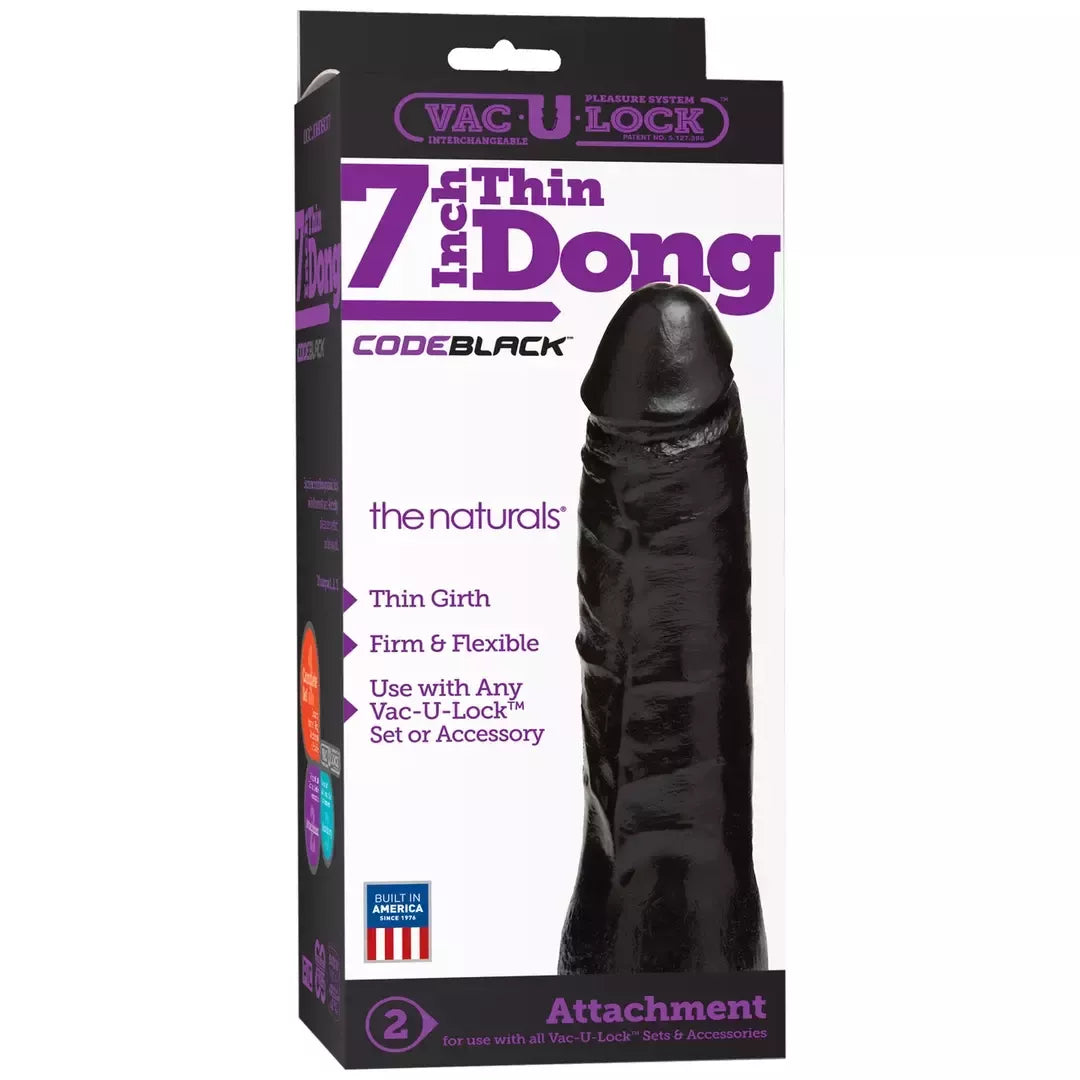 Doc Johnson CodeBlack Thin Vac-U-Lock 18 cm priedas, juodas