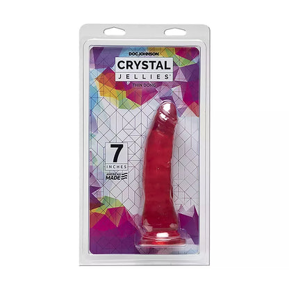 Doc Johnson Crystal Jellies 7 colių plonas modelis su siurbtuku, skaidrus