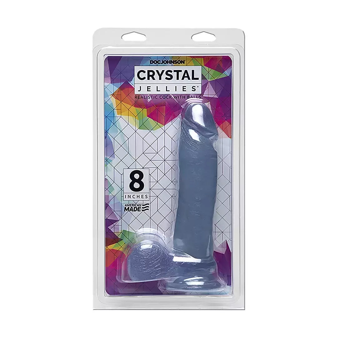 Doc Johnson Crystal Jellies 8 colių intymus modelis su siurbtuku, skaidrus